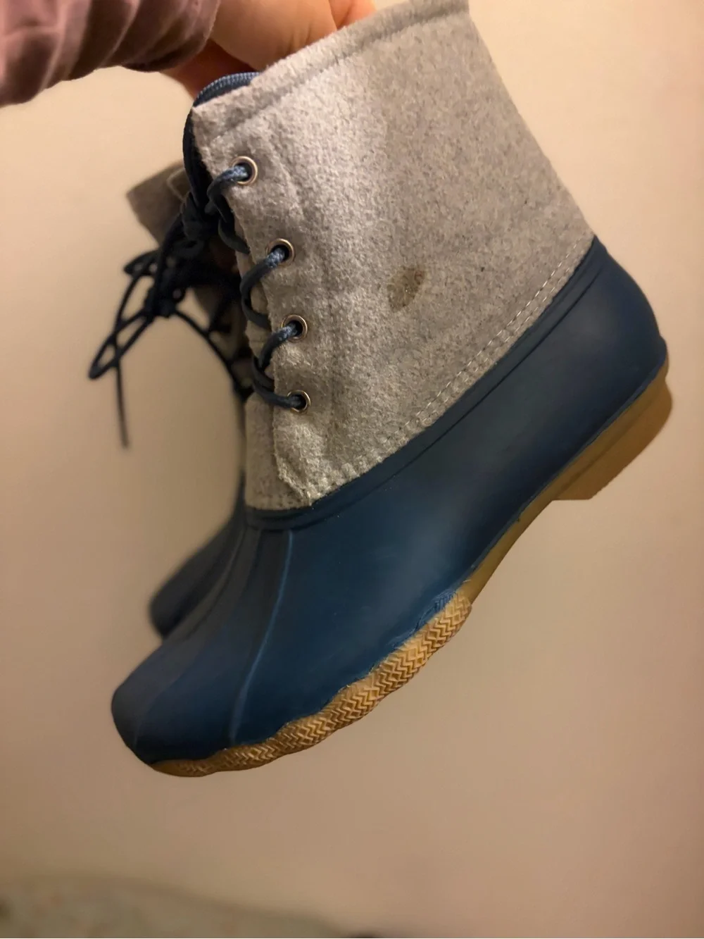 Olukai-Inspired Women's Blue and Gray Lace-Up Waterproof Winter Boots